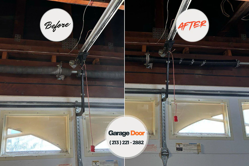 Before and after: garage door repair Village of the Branch, NY